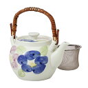 急須 土瓶 MS8号土瓶 二色廻り花 39258 ポット 茶こし付 磁器