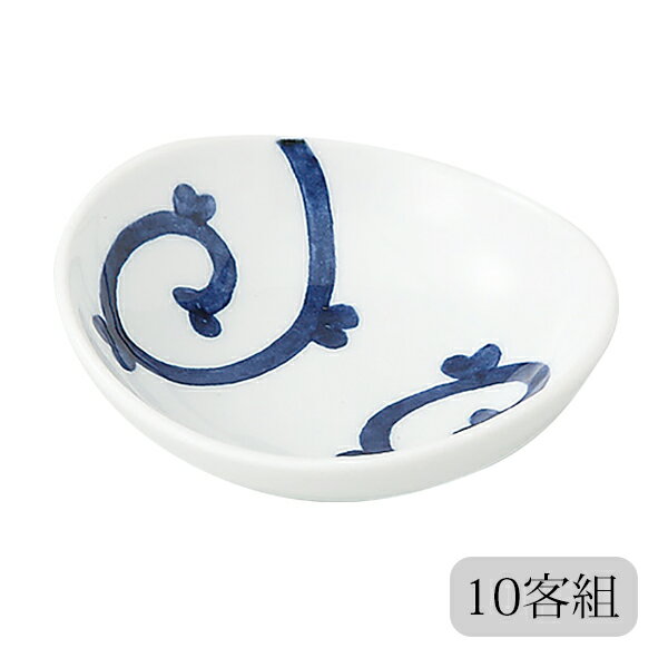 小付 小さい 皿 楕円小付 唐草 10客組 42886 小皿 楕円 セット 10客組 磁器 日本製