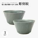 ボウル 碗 鉢 彫刻紋 藍墨 ボウル 大 3客組 11111 食器 器 セット 3客組 磁器 波佐見焼 日本製