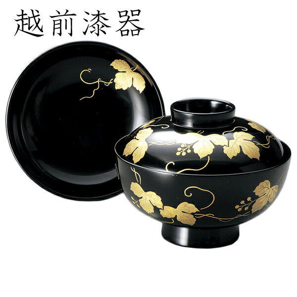 楽天市場】正峰作 吸物椀 お椀 フタ付 越前漆器 【送料無料】箔つた