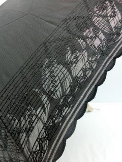 晴雨兼用・折畳傘−婦人　UVカット裾オパールチューリップ柄プリント幾何刺繍2段軽量折傘