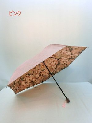 【雨傘・折り畳み傘】【丸ミニタイプ】裏面フラワー転写プリント&雨に濡れると花柄が浮き出る折り畳み雨傘
