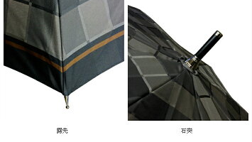 メンズ雨傘長傘日本製ジャンプ式ワンタッチ甲州織り朱子格子生地碁盤柄高級傘男性スタイリッシュ