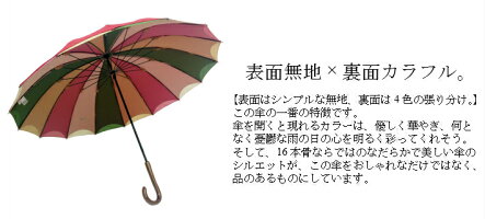 傘レディース雨傘親骨58cm16本骨手開き無地×裏面4色張り分け二重張り手開き式雨傘