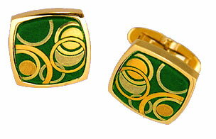 カフス 丸形幾何学 緑漆 K-17 グリーン カフスボタン 肥後象嵌 伝統工芸品 日本製 高級 ブランド 純金漆細工 アクセサリー 熊本 名産 お土産 伝統工芸...