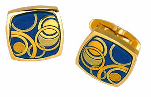 カフス 丸形幾何学 青漆 K-14 ブルー カフスボタン 肥後象嵌 伝統工芸品 日本製 高級 ブランド 純金漆細工 アクセサリー 熊本 名産 お土産 伝統工芸 ...