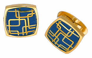 カフス 角形幾何学 青漆 K-13 ブルー カフスボタン 肥後象嵌 伝統工芸品 日本製 高級 ブランド 純金漆細工 アクセサリー 熊本 名産 お土産 伝統工芸 ...