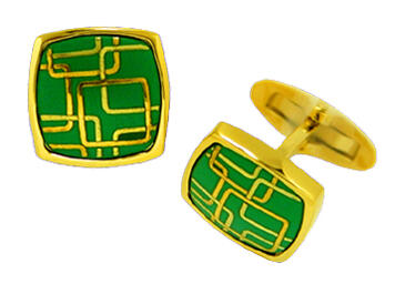 カフス 角形幾何学 緑漆 K-16 グリーン カフスボタン 肥後象嵌 伝統工芸品 日本製 高級 ブランド 純金漆細工 アクセサリー 熊本 名産 お土産 伝統工芸...