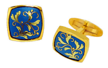 カフス 唐草 青漆 K-12 ブルー カフスボタン 肥後象嵌 伝統工芸品 日本製 高級 ブランド 純金漆細工 アクセサリー 熊本 名産 お土産 伝統工芸 肥後象...