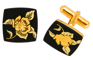 カフス 椿 K-03 カフスボタン 肥後象嵌 伝統工芸品 日本製 高級 ブランド 純金 金細工 24金 18金 アクセサリー 熊本 名産 お土産 伝統工芸 肥後...