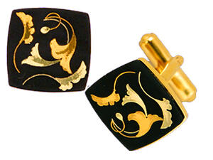 カフス 銀杏 K-01 イチョウ カフスボタン 肥後象嵌 伝統工芸品 日本製 高級 ブランド 純金 金細工 24金 18金 アクセサリー 熊本 名産 お土産 伝...