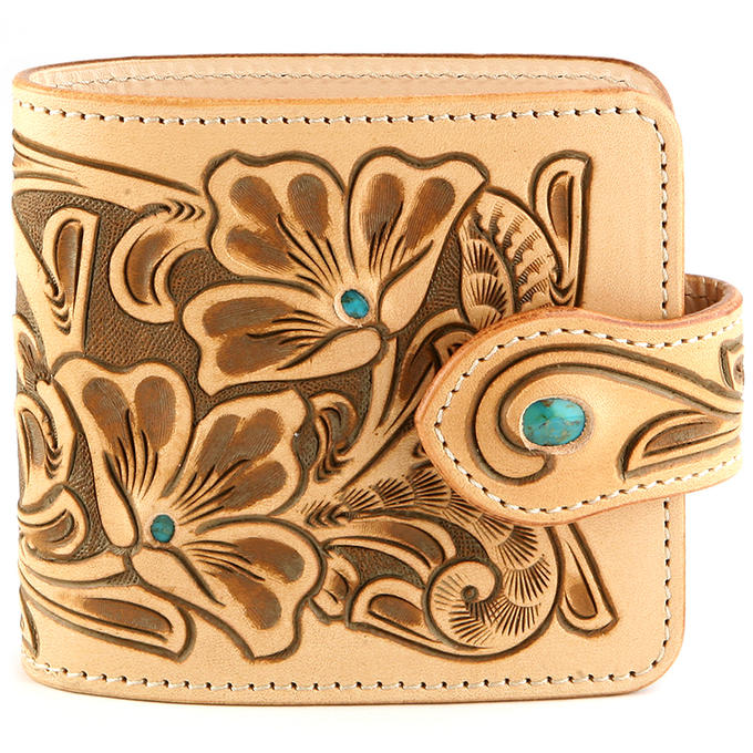 KC,s ケイシイズ 財布 ターコイズ クラフト ビルフォールド ライセンスケース付 牛皮革 KNB520 定期入れ付 ベルトボタン式 春財布 二つ折り財布 革...