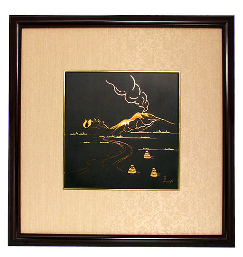 絵画 阿蘇山−15角 GA-04 額縁 高級 ブランド 純金 金細工 24金 18金 熊本 肥後象嵌 肥後象眼 肥後象がん 伝統工芸品 日本製 ゴー...