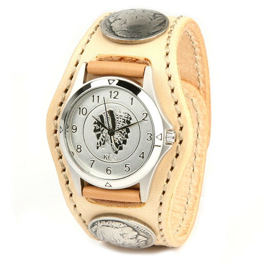 KC,s ケイシイズ 時計 スリーコンチョ ウォッチブレス フリーカット 牛皮革 KPR503 腕時計 ブレスレットウォッチ 革ベルト 手彫り メンズ レディース KC'S ケイシーズ ケーシーズ 本革 ブランド 優れものA