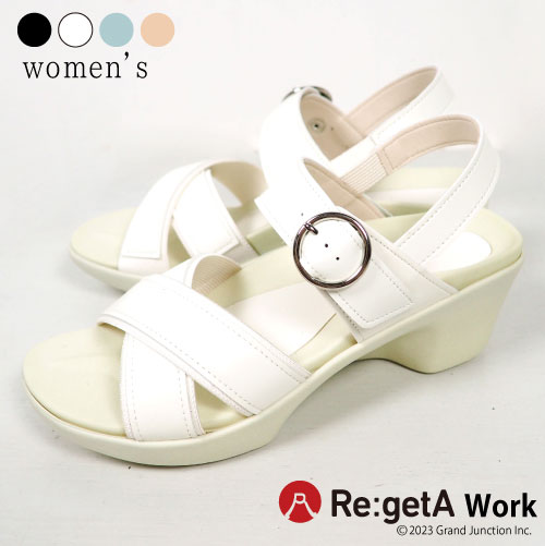 リゲッタ ワーク ナースサンダル 疲れにくい 黒 白 大きいサイズ 3e 立ち仕事 疲れない 外反母趾 歩きやすい レディース ウェッジソール オフィス サンダ...