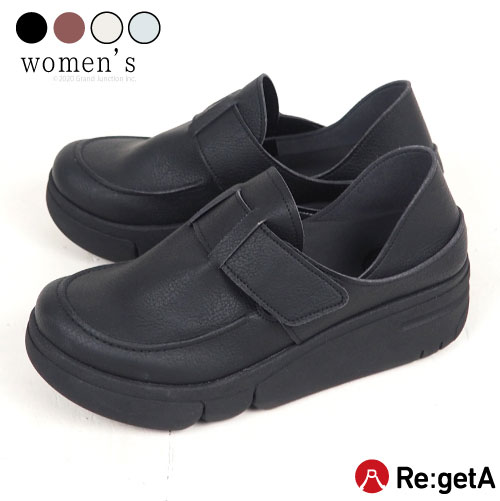 《600円〜最大1200円OFFクーポン》 リゲッタ 靴 レディース 厚底 歩きやすい 黒 厚底靴 軽い 軽量 2way サボサンダル 疲れない マジックテープ 履く ラク 痛くない コンフォート シューズ パンプス 幅広 甲高 日本製 RE162