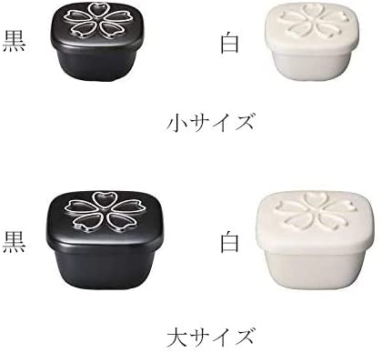 ふっくら角型おひつ さくら セラミック 蓋付 陶製おひつ 陶器 電子レンジ用 萬古焼 白 小サイズ 1合用