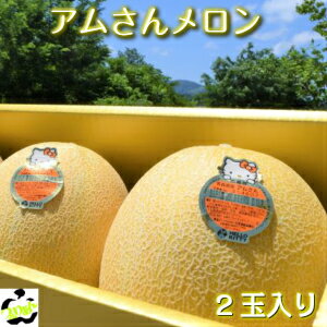 【贈答品】完熟アムさんメロン　「金の化粧箱に2玉入り」　LAサイズ　4,380円　【送料込み】のサムネイル