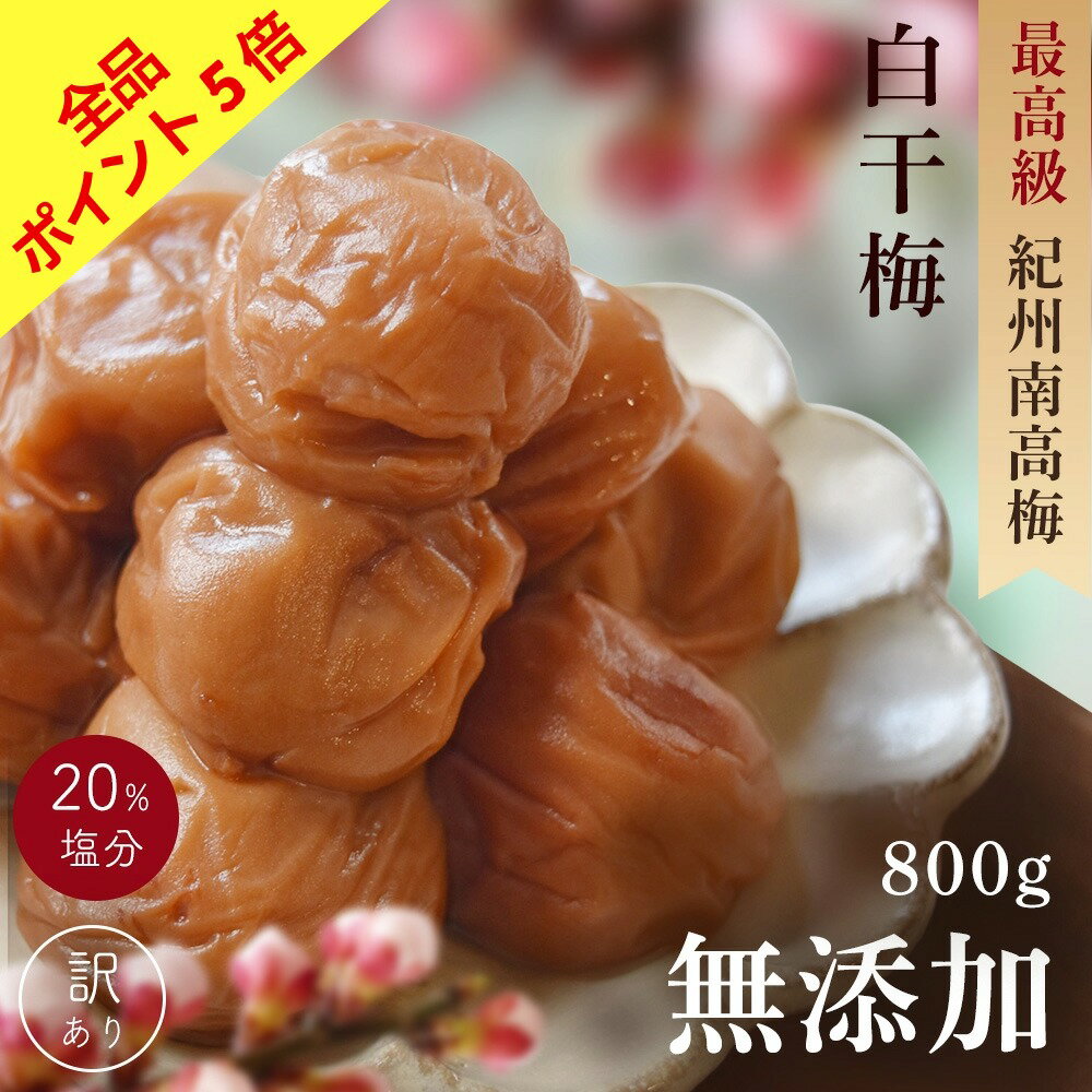 【ポイント5倍　4日20:00～】無添加 梅干し 紀州南高梅 つぶれ梅 白干梅 400g×2パック(合計800g) 訳あり 昔懐かし すっぱい梅干 塩梅 熱中症 予防 塩分約20% 南高梅 備蓄 うめぼし グルメ ご飯のお供