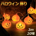 ハロウィン かぼちゃ ライト カボチャ かぼちゃライト 飾り 飾り付け 20セット 装飾 ハロウィーン イルミネーション おしゃれ パンプキン LED 全長3m リモコン付 点灯 プレゼント 送料無料