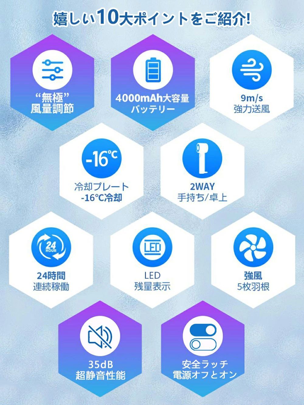 KODOストアの手持ち扇風機 冷却プレート付冷却 静音2025手持ち扇風機 ハンド扇風機 オススメ 瞬間冷感 ハンディファン瞬間冷却 大風量 静音 卓上扇風｜アングル2