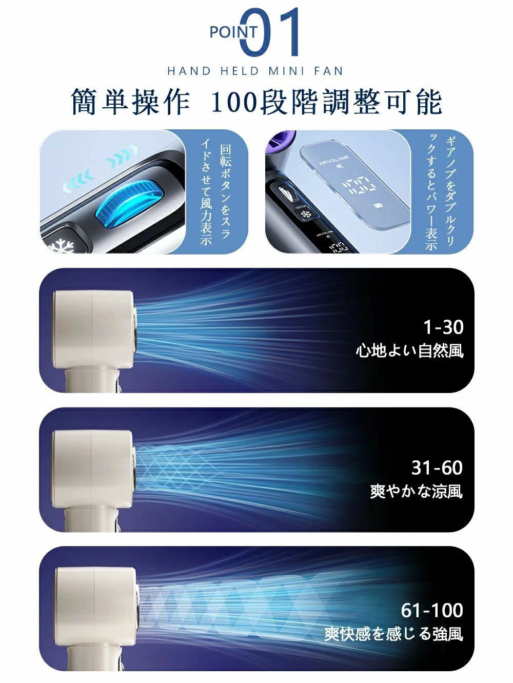 KODOストアの手持ち扇風機 冷却プレート付冷却 静音2025手持ち扇風機 ハンド扇風機 オススメ 瞬間冷感 ハンディファン瞬間冷却 大風量 静音 卓上扇風｜アングル3
