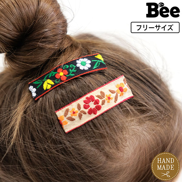 子供服 子ども服 こども服 キッズ 女の子 ヘアピン バレッタ 2個 セット 刺繍 ヘアアクセサリー 花 植物 結婚式 発表会 秋 冬 ◇刺繍ヘアピン◇