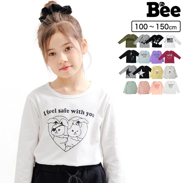 楽天韓国 子供服のBeeプリントTシャツ トップス 長袖 通園 通学 男の子 女の子 ロゴ ネコ 星 キッズ 韓国子供服 子ども服 春 秋 冬 100cm 110cm 120cm 130cm 140cm 150cm ◇長袖Tシャツ◇ ルームウェア