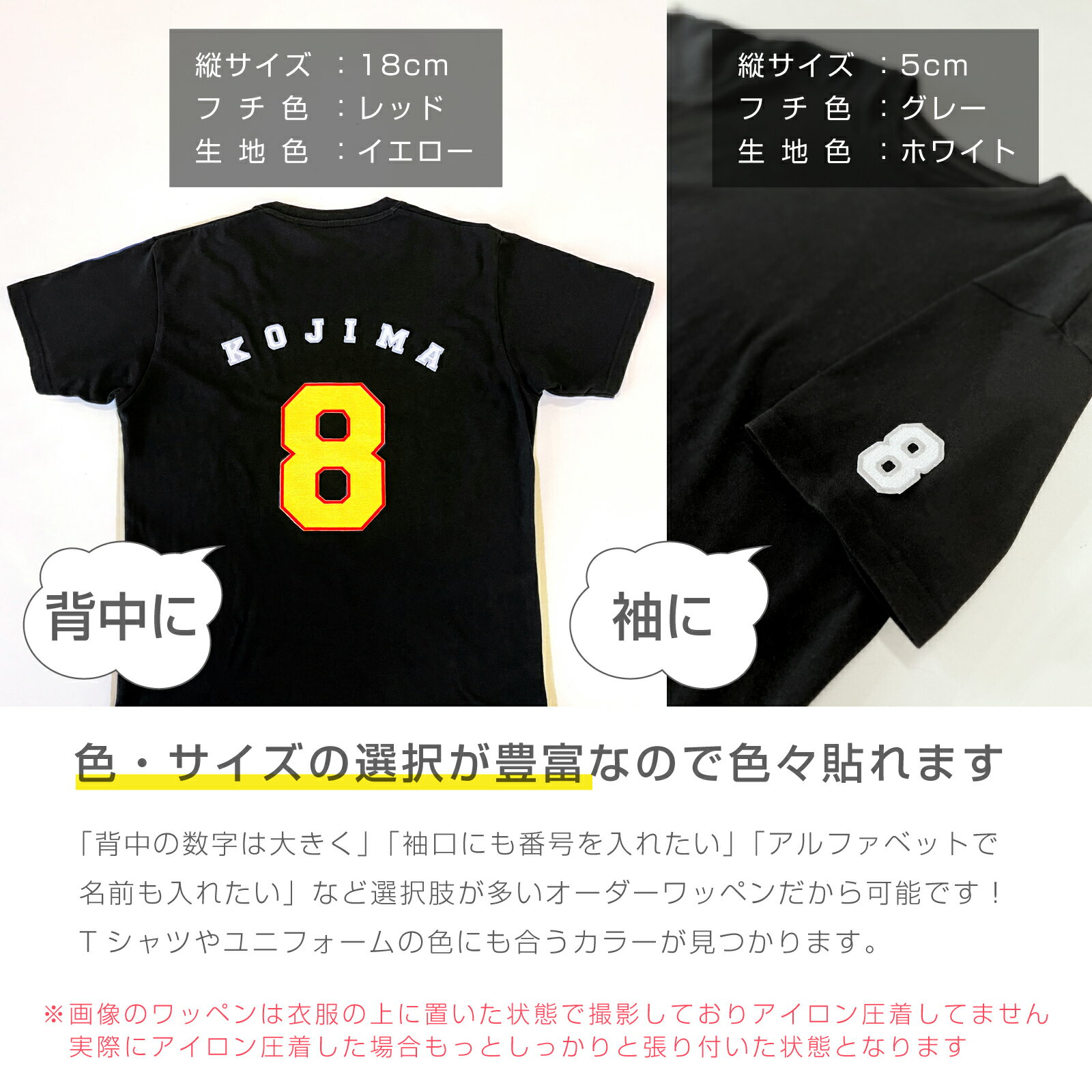 背番号ワッペン 英数字 ワッペン アイロン接着 刺繍 アップリケ 名入れ ナンバー チーム スポーツ ユニフォーム ナンバーワッペン 背番号 名前入れ カスタマイズ オリジナル