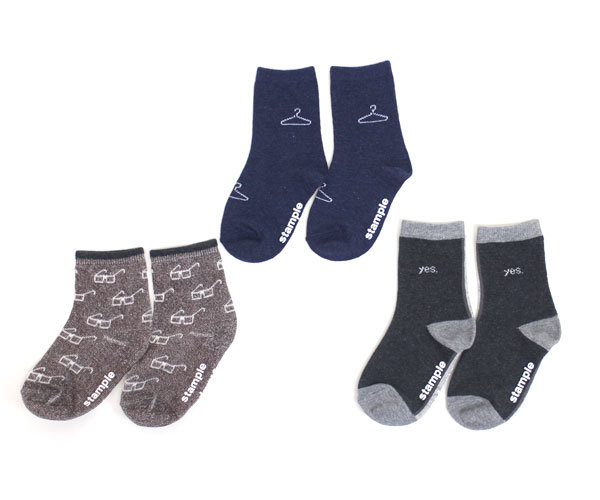 定番【stample/スタンプル】シュール 3Pクルーソックス≪S/13-15cm M/16-18cm L/19-21cm LL/22-24cm≫キッズ ジュニア レディース≪店頭受取対応商品≫ ポイント消化