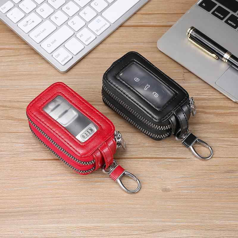 キーケース スマートキー キー カバー 車の鍵 キー バッグ ケース キーホルダー ダブルジッパー 多機能 大容量 メンズ レディース 小さい 小型 コンパクト 軽量 軽い 便利 収納 キーリング シンプル 人気 カジュアル 革 小物入れ 鞄 ファスナー