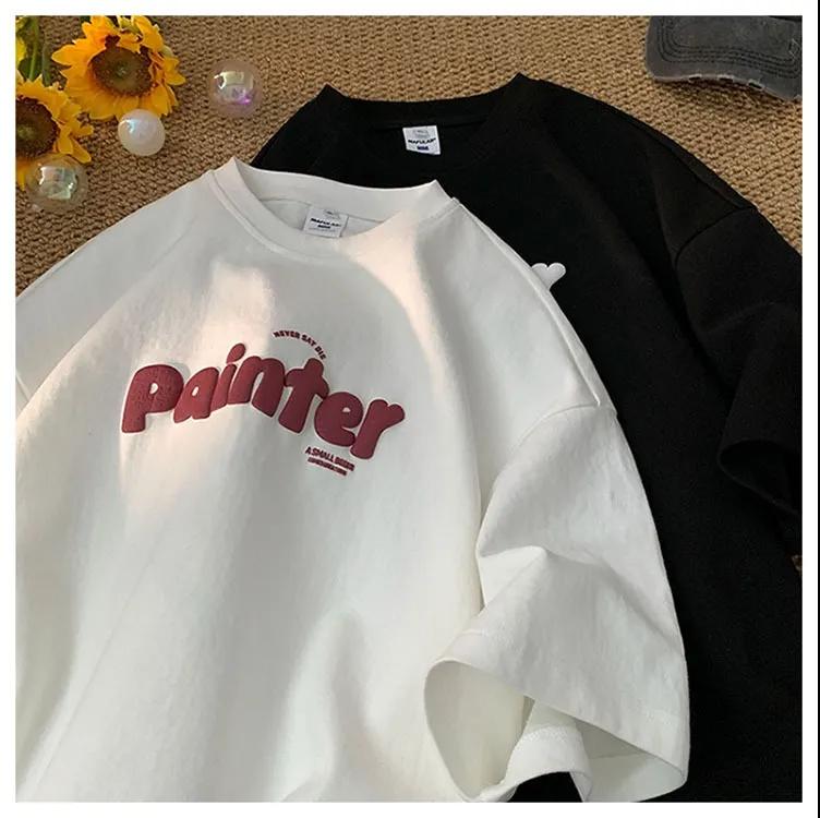 かわいい ロゴ プリントTシャツ ゆったり カットソー Uネック 綿100％ レディース M/ L/XL/2XL/3XL/4XL メンズ ユニセックス トップス 長め半袖 長袖 大きいサイズ 夏 ブランド 韓国 シンプル カジュアル おしゃれ 白 黒 茶