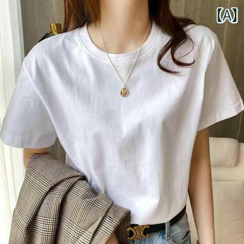 Tシャツ 半袖 レディース Uネック トップス S/M/L/LL/3L コットン 綿 ロゴT シャツ 女性用 ゆったり 薄手 シンプル カジュアル プリントT 無地 トレンド ブランド ラウンドネック かわいい おしゃれ 大きいサイズ ポケット kodomog55-10000509 FILO TOKYO 楽天市場店 サンプル画像2