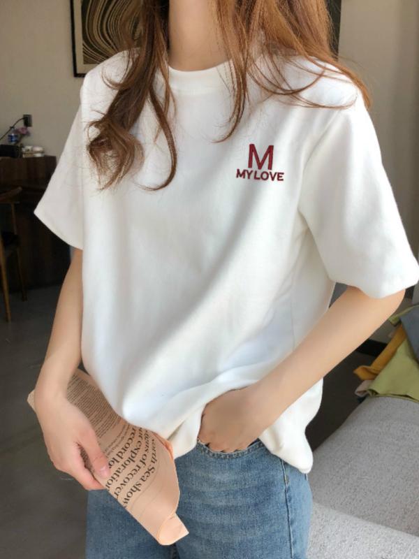 樂天商城 - 半袖 白T シャツ レディース ラウンド ネック 夏 春秋 インナー 重ね着 大きい サイズ シンプル トップス Uネック トップス S/M/L/LL/3L コットン 綿 ゆったり 薄手 カジュアル プリント 無地 トレンド ブランド かわいい おしゃれ