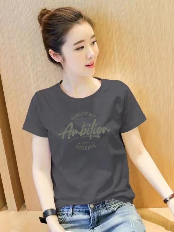 乐天商城 - 半袖 T シャツ カットソー Uネック レディース ロゴ 無地 コットン 綿100% S/M/L//XL/2XL おしゃれ かわいい 大きいサイズ 夏 ゆったり 韓国 カジュアル シンプル プリント トップス トレンド ブランド 白 黒 pink 部屋着