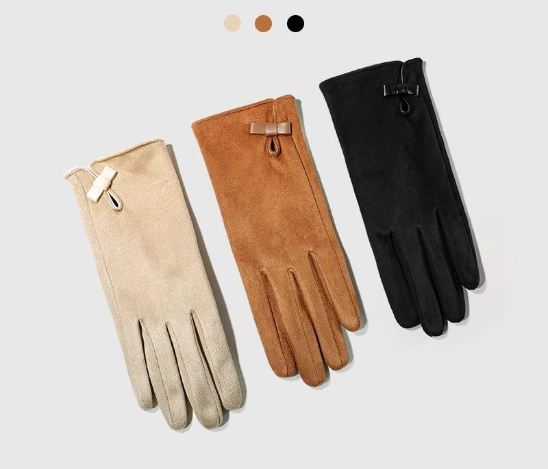 手袋 女性用 スエード風 ブラック カーキ コーヒー レディース グローブ 暖かい あったか 防風 防寒 秋..