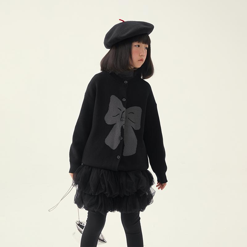女の子 ニット カーディガン ニットプルオーバー リボン柄 セーター 秋冬 新作 子供服 ファッショナブル 韓国 韓国スタイル お洒落 可愛い かわいい 小さいサイズ 大きいサイズ キッズ ラウンドネック 長袖 お揃い 姉妹 幼児 保育園 幼稚園 小学生