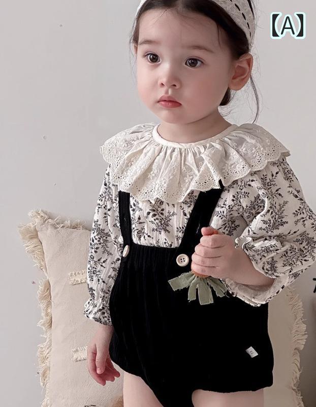 FILO TOKYO 楽天市場店のベビー服 女の子 セットアップ 上下セット 2点 3点 セット 花柄 レトロ アンティーク ヴィンテージ カーディガン チュニック かぼちゃパンツ ソックス かわいい おしゃれ 70 80 90 100 秋冬 お出かけ 記念撮影 キッズウェア 上品 韓国｜アングル2
