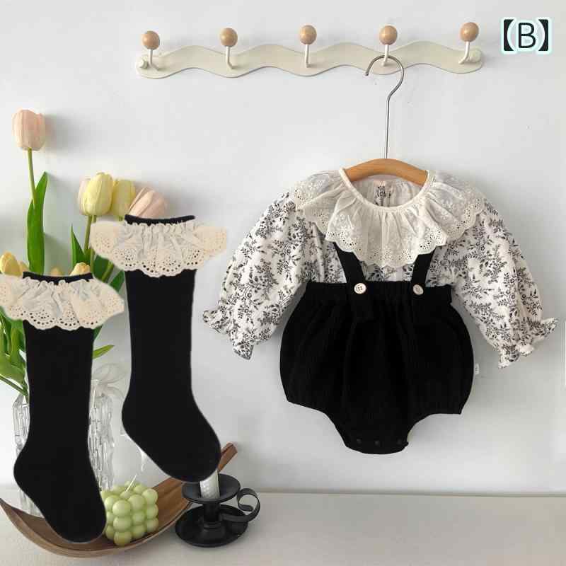 FILO TOKYO 楽天市場店のベビー服 女の子 セットアップ 上下セット 2点 3点 セット 花柄 レトロ アンティーク ヴィンテージ カーディガン チュニック かぼちゃパンツ ソックス かわいい おしゃれ 70 80 90 100 秋冬 お出かけ 記念撮影 キッズウェア 上品 韓国｜アングル3