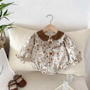 ベビー服 女の子 ロンパース 花柄 長袖 レトロ アンティーク ヴィンテージ フリル かわいい おしゃれ 上品 クラシック 70 80 90 100 お出かけ ...
