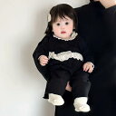 ベビー服 女の子 セットアップ 長袖 上下2点セット パンツ レース ベロア シンプル 上品 かわいい フォーマル カジュアル 韓国風 おしゃれ お出かけ 普段...
