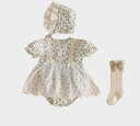 ロンパース 帽子 靴下 セット 長袖 綿 ベビー服 女の子 カバーオール キッズ 花柄 レース 新生児 赤ちゃん 子供服 春秋 おしゃれ 可愛い 子ども服 誕生...