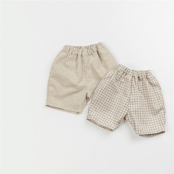 SUMMER SALE・リネン・チェック・ハーフ・パンツ・オリジナル商品・2color・90cm・100cm・110cm・120cm・130cm・キッズ・女の子・男の子・シンプル・カジュアル・韓国子供服・子供時代のサムネイル