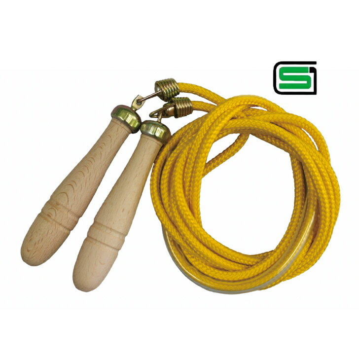 なわとび3m イエロー 日本製 木製回転グリップ 製品安全協会合格品 ジャンピングロープ 保育学校用品こども良品10112