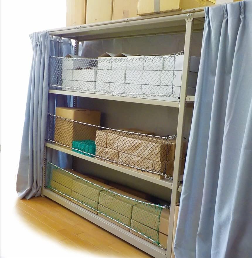 Rakuten - 棚落下防止ネット1枚35×110cm 棚サイズ45×120cm 上部ゴム紐 下部ロープ Sリンク4個付き 日本製 地震への備えに 保育学校用品 こども良品