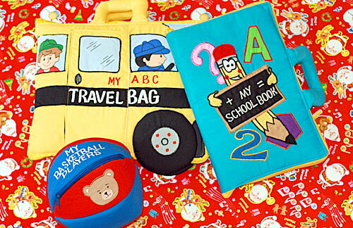 布絵本MY ABC TRAVEL BAG/SCHOOL BUS&MY SCHOOL BOOK英語刺しゅう絵本&おまけ付きバスケットプレイヤーズプレイ&ラーン"English"シリーズ英語教育選んで!!無料ギフトラッピング