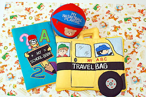 布絵本MY ABC TRAVEL BAG/SCHOOL BUS&MY SCHOOL BOOK英語刺しゅう版&おまけ付きバスケットプレイヤーズプレイ&ラーンギフトセット選んで!!無料ギフトラッピング