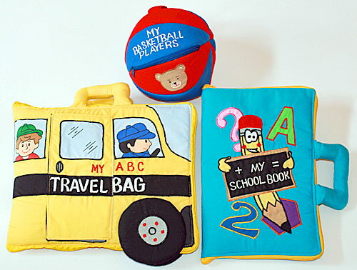 布絵本MY ABC TRAVEL BAG/SCHOOL BUS&MY SCHOOL BOOK英語刺しゅう絵本&おまけ付きバスケットプレイヤーズプレイ&ラーン"English"シリーズ英語教育選んで!!無料ギフトラッピング