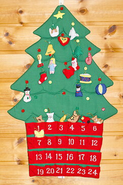 クリスマス布絵本布のアドベント カレンダー 壁掛け クリスマスツリーボタンかけオーナメント24個付きメリークリスマス知育選んで!!無料ギフトラッピング