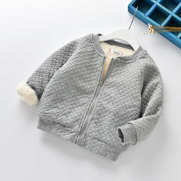 子供服アウター｜もこもこ裏起毛中ボアジャケット （グレー・ピンク・ネイビー）フード無し 保育園 小学校 動きやすい ジャンパー 綿 フリース ストレッチ ジャージー スエット